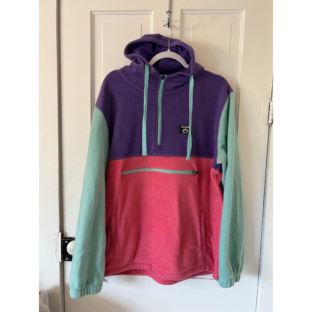 Massive Outdoor women’s color block hoodie fleece pink purple teal pullover